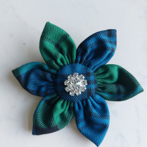 Campbell Ancient Tartan Flower Diamante Scottish Brooch