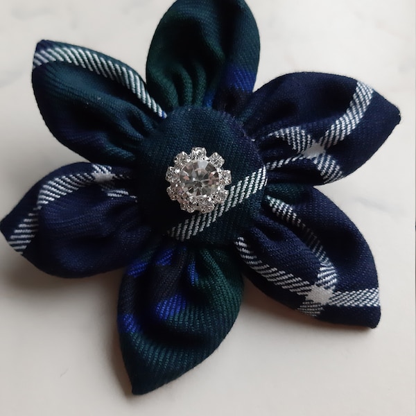 Douglas Modern Tartan Flower Diamante Scottish Brooch