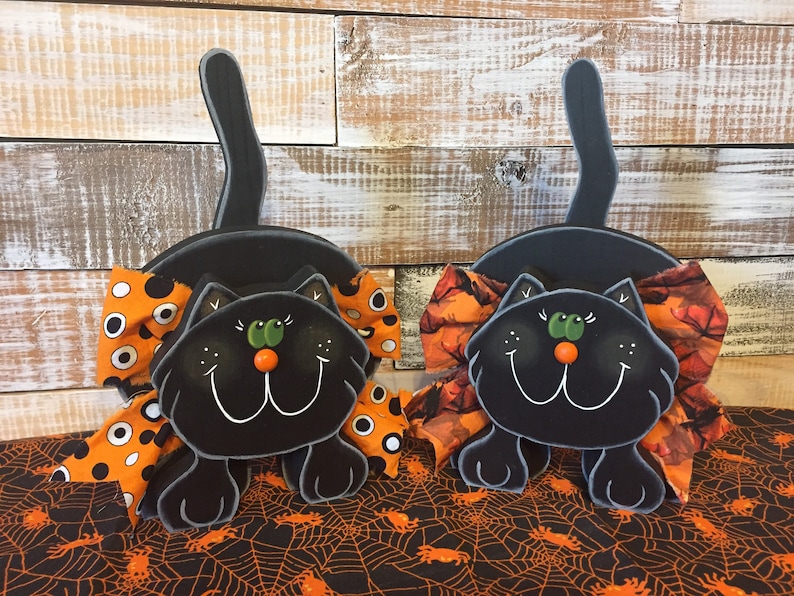 Halloween Decor. Halloween Black Cat. Halloween Fat Cat. Fun Etsy