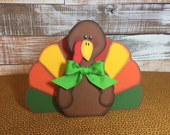 Turkey: handmade wood turkey, Thanksgiving Shelf Decor