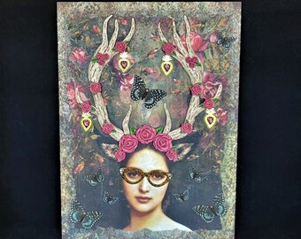 Stag-gering Thoughts of Love Mixed Media Wall Art