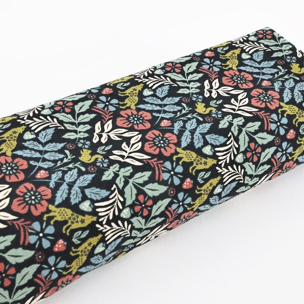 Tissu velours côtelé motifs animaux et fleurs -50cm- tissu velours Japonais, velours imprimé, côtelé imprimé, tissu British, velours animaux