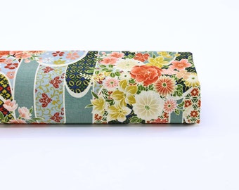 Japanese fabric with flower bouquet on water blue background -50cm- Japanese floral fabric, Japanese Fabric, Japan Textile, Japan Bouquet