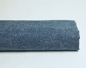 Traditional Japanese blue capri fabric with Nami pattern - 50cm, Japanese, Japanese fabrics, Nami, traditional Japanese fabric, capri fabric, wave