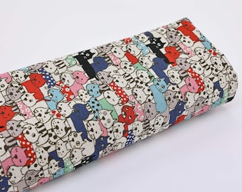 Tela Kobayashi – Gatos de colores - 50cm, telas japonesas, 招き猫,猫,ねこ, estampado Neko, telas Kawaii, estampado de gatos, gato multicolor, tela de gatitos