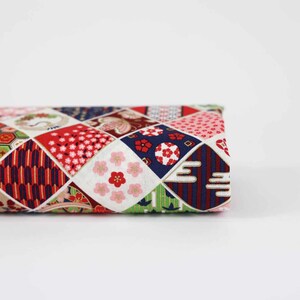 Japanese fabric square multi colored patterns 50cm, Japanese fabrics, Japanese patterns, Japanese print, Japanese colorful fabric, flower fabric image 1