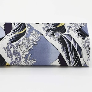 Tessuto giapponese Hokusai La grande onda di Kanagawa in grigio -50cm- Tessuto giapponese Hokusai, Tessuto giapponese, Kanagawa, onda giapponese, arte