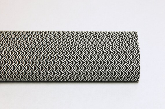 Fabric Japanese Seigaiha White Background Black Japanese Etsy
