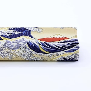 Tessuto giapponese Hokusai La grande onda di Kanagawa in beige -50cm- Tessuto giapponese Hokusai, Tessuto giapponese, Kanagawa, onda giapponese, arte