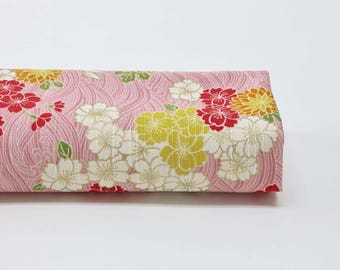 Tela japonesa shantung Sakura olas fondo rosa - 50cm - Telas japonesas, patrón Nami, motivo de olas, flor de cerezo, bambú, kiku, 波