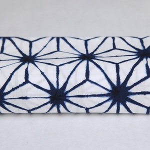 Indigo fabric Asanoha Shibori white background - 50cm, Japanese fabrics, shibori, indigo shibori, asanoha shibori, shibori pattern, Japanese asanoha