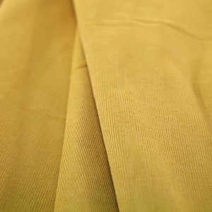 Tissu velours côtelé Japonais jaune moutarde 50cm tissu velour Japonais, velours en coton, velour uni, velour moutarde, velour épais jaune 画像 4