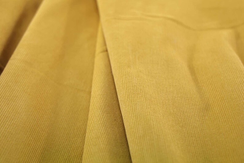 Tissu velours côtelé Japonais jaune moutarde 50cm tissu velour Japonais, velours en coton, velour uni, velour moutarde, velour épais jaune 画像 4