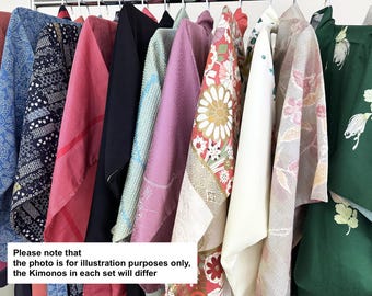 Set di 3 kimono vintage, set di kimono, kimono giapponese, kimono vecchio, kimono vintage, dal Giappone, kimono casuale, kimono tradizionale, 着物