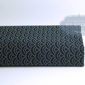 Navy blue dotted Seigaiha Japanese fabric -50cm, seigaiha, Japanese, Japanese fabrics, seigaiha pattern, seigaiha fabric, traditional, nami