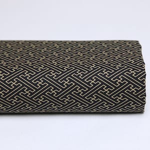 Japanese fabric Sayagata black background - 50cm, sayagata, geometric fabric, black sayagata fabric, sayagata pattern, sayagata fabric, Japanese pattern