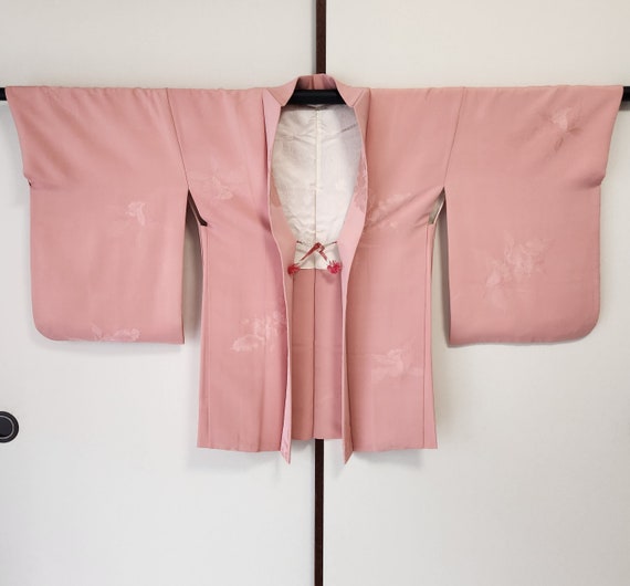 Powder pink floral jacquard Haori, Traditional Ha… - image 1