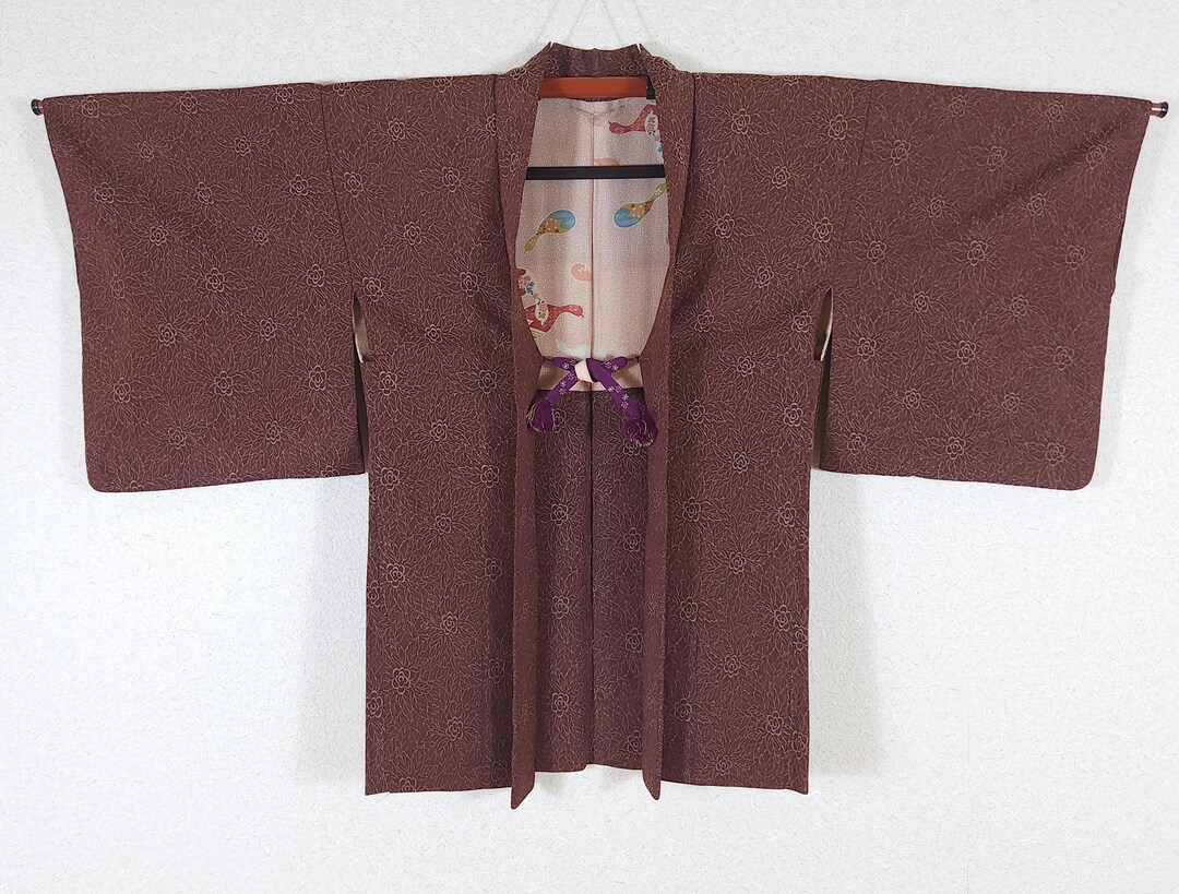 Brown Haori in Floral Jacquard, Vintage Haori, Traditional Haori ...