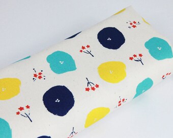 Japan cotton oxford fabric floral ecru background - 50cm, Japanese Oxford cotton, Colorful Oxford cotton, Japanese fabrics, Japanese textile