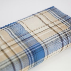 Cotton flannel fabric with tartan pattern - 50cm, flannel, cotton flannel, Japanese flannel, tartan flannel, Japanese fabrics, beige tartan