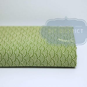 Green Japanese fabric with double-sided Seigaiha pattern - 50cm, Japanese, Seigaiha wave fabric, matcha green Japanese fabric, matcha green fabric
