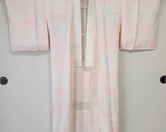 Nagajuban Kimono's underwear in pink brocade with cloud pattern, Nagajuban, Kimono underwear, under Kimono, Silk Nagajuban, silk brocade