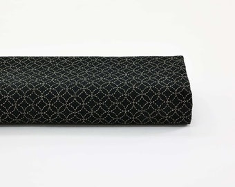 Japanese fabric Shippou dotted black background -50cm, Shippou, Sashiko, geometric, Japanese fabrics, traditional Japanese, Japanese textile