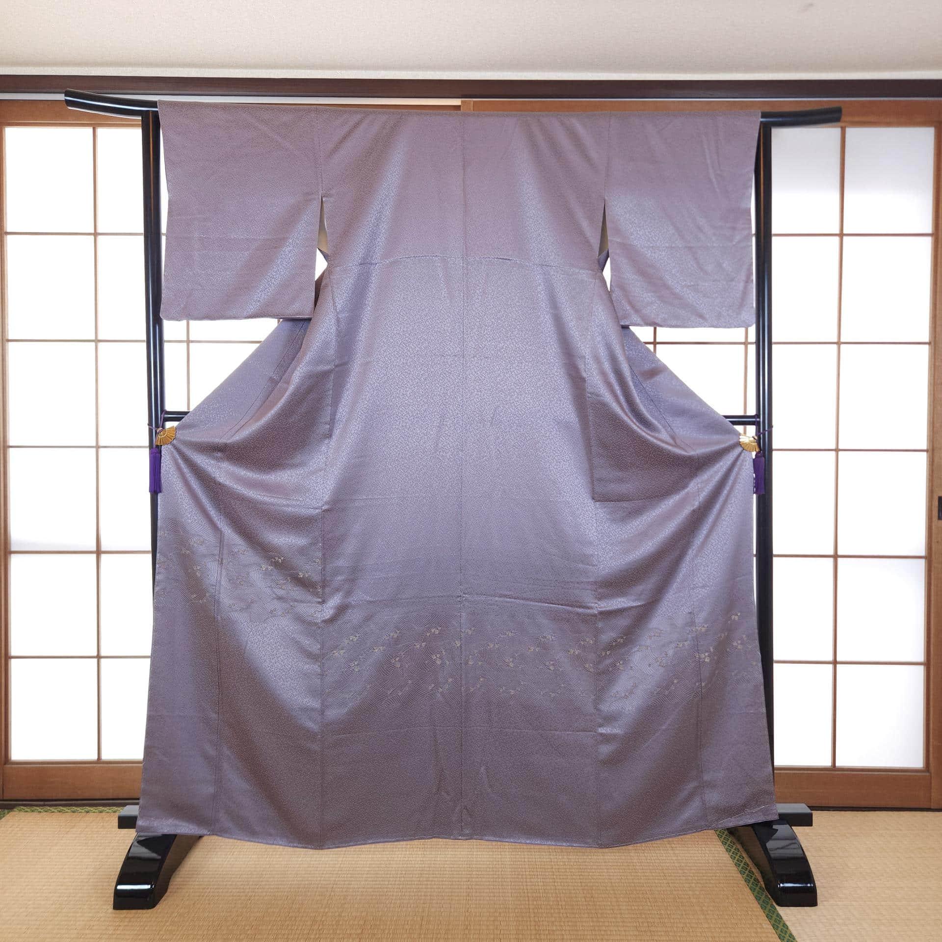 Pattern Muji Lavender Iro Muji Kimono in Nami Jacquard, 着物, Plain Jacquard, Iromuji ...