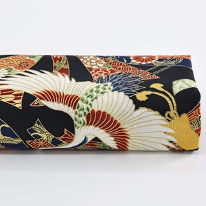 Japanese fabric cranes and Noshi black background -50cm- Japanese fabrics, Japanese crane, Tsuru, 鶴, Quilt Gate, gold crane, Tanabe Noshi