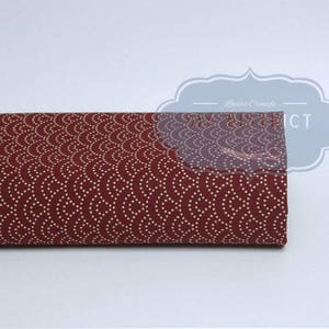 Japanese Seigaiha fabric dotted burgundy red background -50cm, Dotted Seigaiha, Red Seikaiha, Traditional Japanese pattern, Seigaiha, Wave