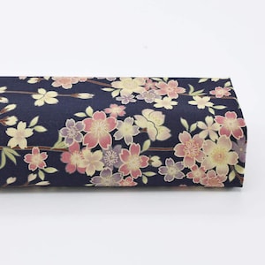 Japanese fabric Sakura vintage effect blue -50cm- Japanese pattern fabric, Japanese Fabric, Japan Textile, Japan motif, sakura,cherry motif