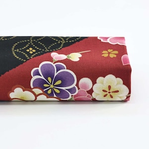 Japanese fabric Kawai Temari and Sakura in black -50cm-Japan fabric, Kokka fabric, Japanese flowers fabric, Japanese pattern, Sakura,Temari