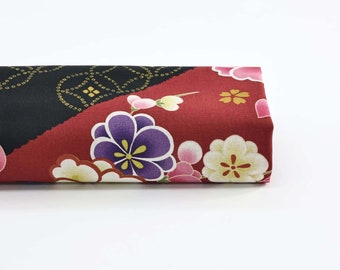 Japanese fabric Kawai Temari  and Sakura in black -50cm-Japan fabric, Kokka fabric, Japanese flowers fabric, Japanese pattern, Sakura,Temari