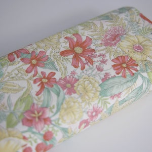 Japanese cotton poplin fabric with colorful florals on white background - 50cm, Japanese fabrics, Japanese liberty, Japanese poplin, floral Liebrty style