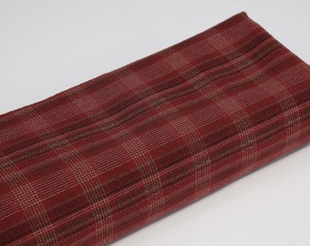 Tissu tissé Japonais pour patchwork appliqué rouge - 50cm, patchwork Japonais, patchwork rouge, patchwork écossais, tissu patchwork Japonais