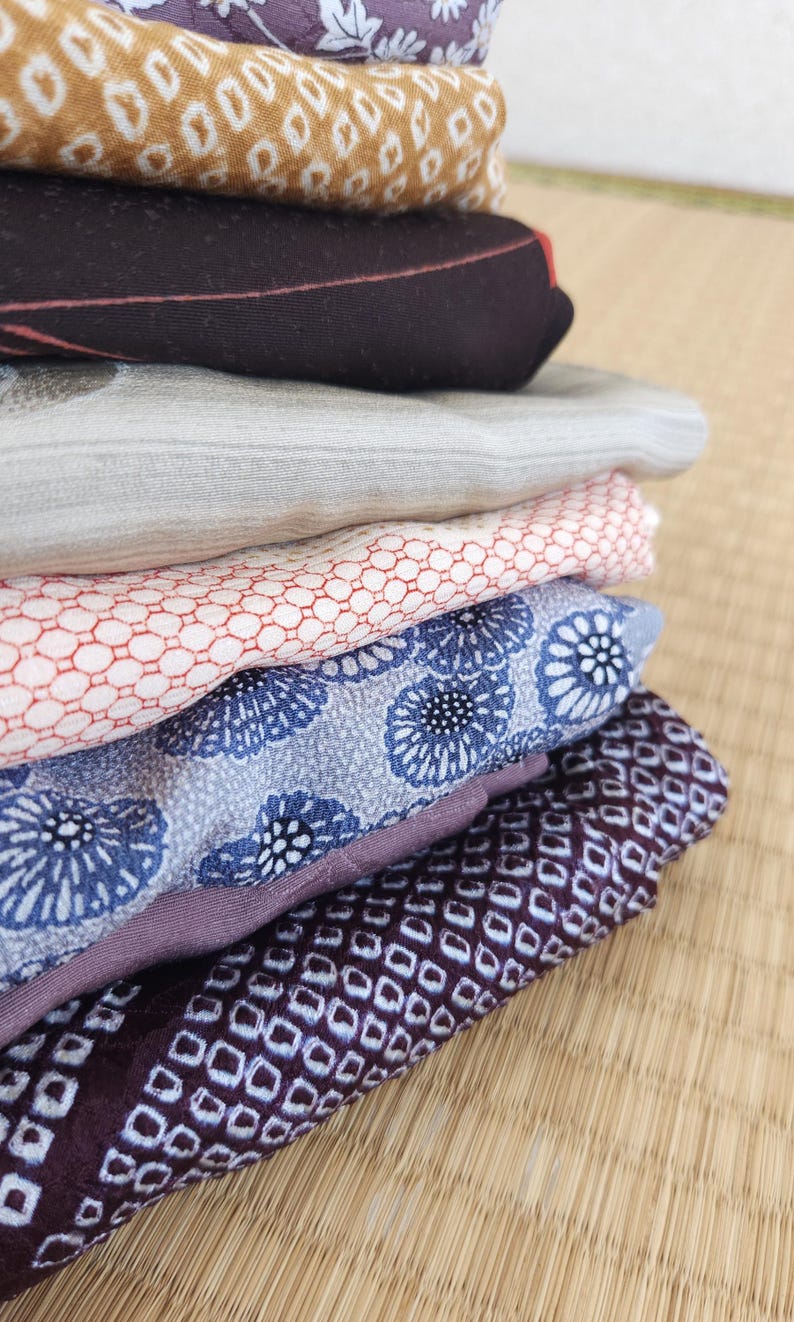 Set med 3 vintage haorier, set med haori, japansk jacka, kimonojacka, vintageväst till kimono, från Japan, slumpmässig haori, gammalt tyg, textil bild 3