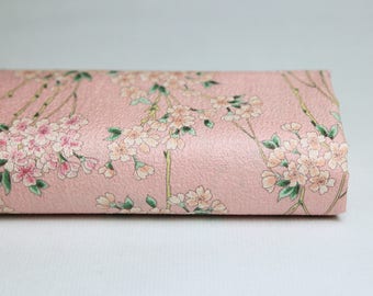 Pink Sakura Japanese Fabric - 50cm, Japanese fabric, Japanese fabrics, embossed Japanese fabric, Sakura fabric, Chirimen cotton fabric, Sakura
