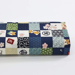 Japanese cotton fabric Shiba Inu and sakura - 50cm, Japanese fabric, Shiba pattern, Shiba fabric, しば犬, Shiba and Sakura, Japanese geometric