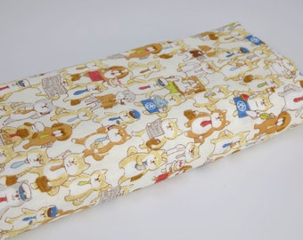 Tissu motif Shiba Japonais double gaze fond écru - 50cm, tissus Japonais, tissu chien, tissu motif chien, tissu imprimé chien, tissu shiba