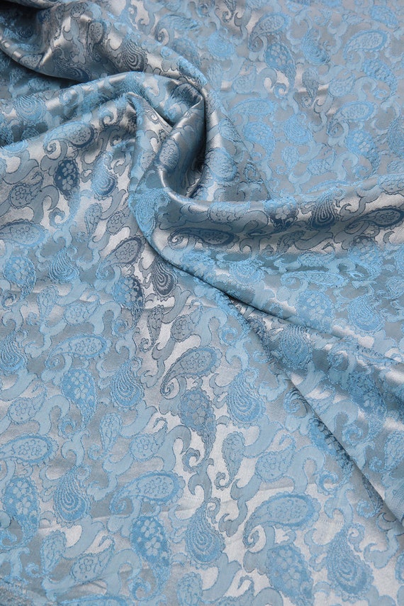 3m black SILVER COLOUR PAISLEY METALLIC BROCADE FABRIC 58/" WIDE