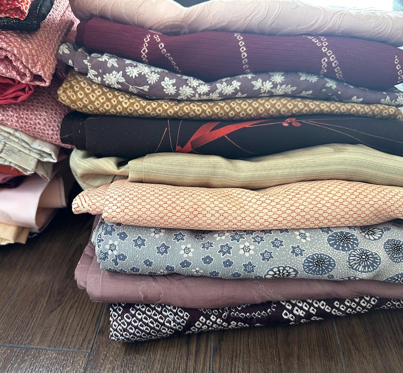 Set med 3 vintage haorier, set med haori, japansk jacka, kimonojacka, vintageväst till kimono, från Japan, slumpmässig haori, gammalt tyg, textil bild 2