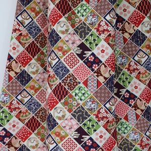 Japanese fabric square multi colored patterns 50cm, Japanese fabrics, Japanese patterns, Japanese print, Japanese colorful fabric, flower fabric image 5