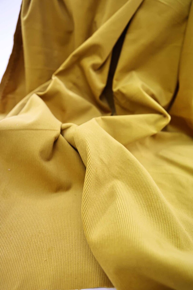 Tissu velours côtelé Japonais jaune moutarde 50cm tissu velour Japonais, velours en coton, velour uni, velour moutarde, velour épais jaune 画像 5