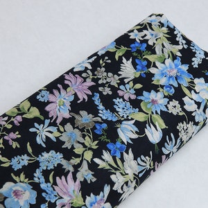 Japanese printed fabric Lawn navy blue background -50cm- Japanese liberty, liberty style, liberty type fabric, Japanese fabrics, cheap liberty