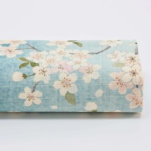 Japanese dobby Sakura fabric with light blue gradient - 50cm- Japan fabrics, spring fabric, pastel color, Sakura pattern, 桜, cherry flower