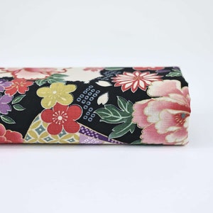 Japanese Tsuzumi Sensu fabric colored and black -50cm- Japanese fabrics, Kokka fabric, Tsuzumi fabric, Sensu, Japanese pattern, yukata fabric