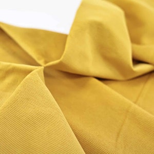 Tissu velours côtelé Japonais jaune moutarde 50cm tissu velour Japonais, velours en coton, velour uni, velour moutarde, velour épais jaune 画像 2