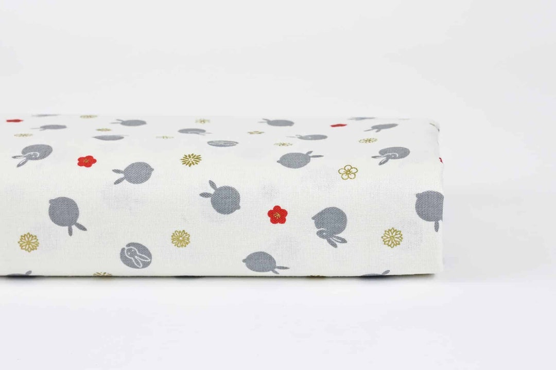 Usagi Rug Japanese Usagi Fabric White Background 50cm, Japanese Fabrics, Usagi ...