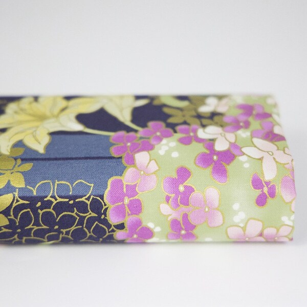 Tissu Japonais hortensia l'orchidée bleu - 50cm, tissu japonais, tissus hortensia, l'orchidée, motif hortensia, tissu imprimé l'orchidée
