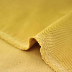 Tissu velours côtelé Japonais jaune moutarde 50cm tissu velour Japonais, velours en coton, velour uni, velour moutarde, velour épais jaune 画像 3